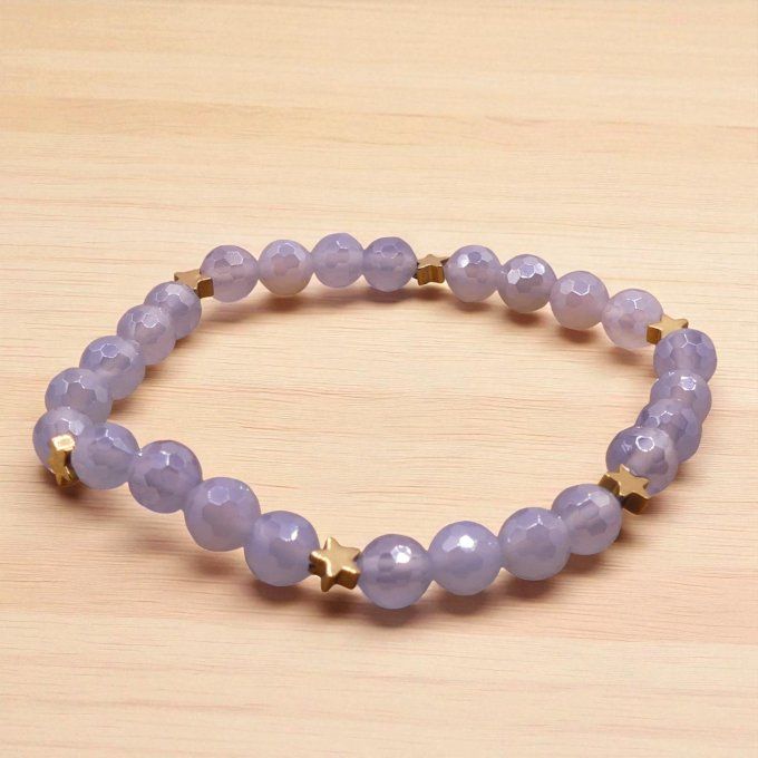 Agate facettée bleue clair