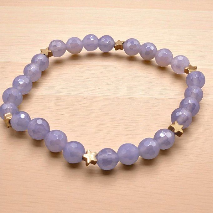 Agate facettée bleue clair