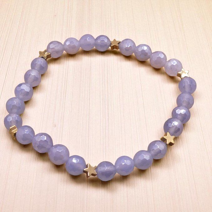 Agate facettée bleue clair