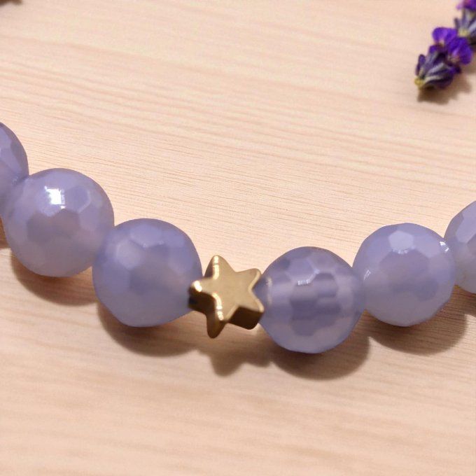 Agate facettée bleue clair