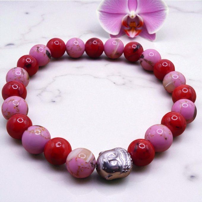 Howlite rouge et rose
