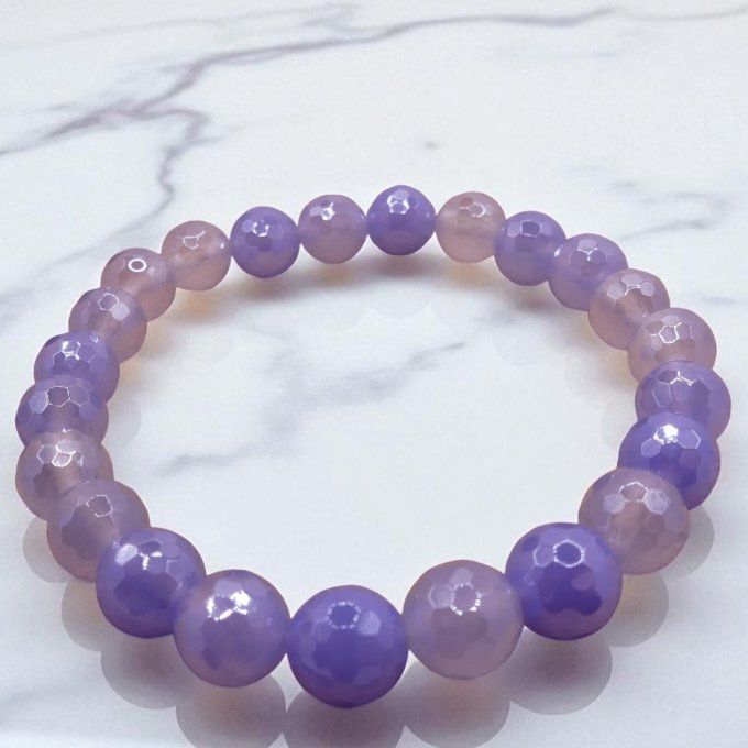 Agate facettée bleu