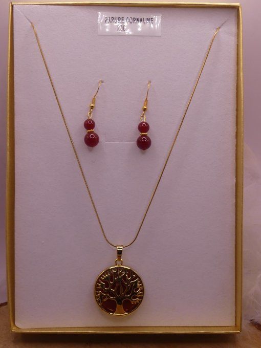 Parure Cornaline dorée