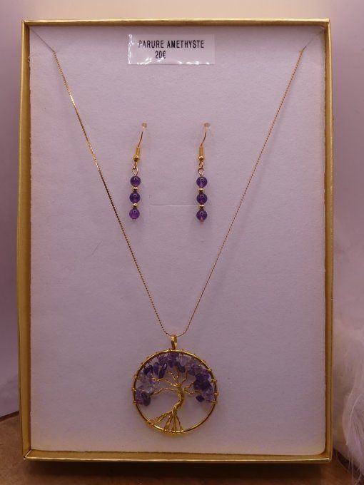 parure améthyste dorée