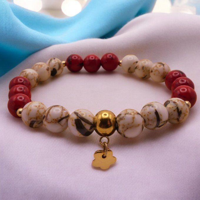 Howlite Blanche et teintée Rouge
