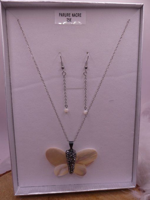 Parure nacre argentée